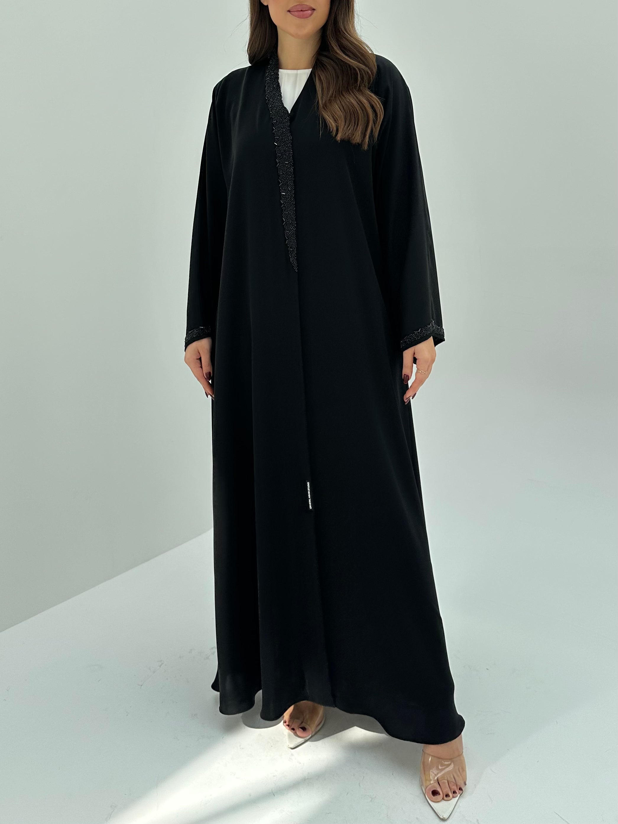 C 1673 Black Beaded Abaya