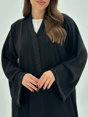 C 1673 Black Beaded Abaya