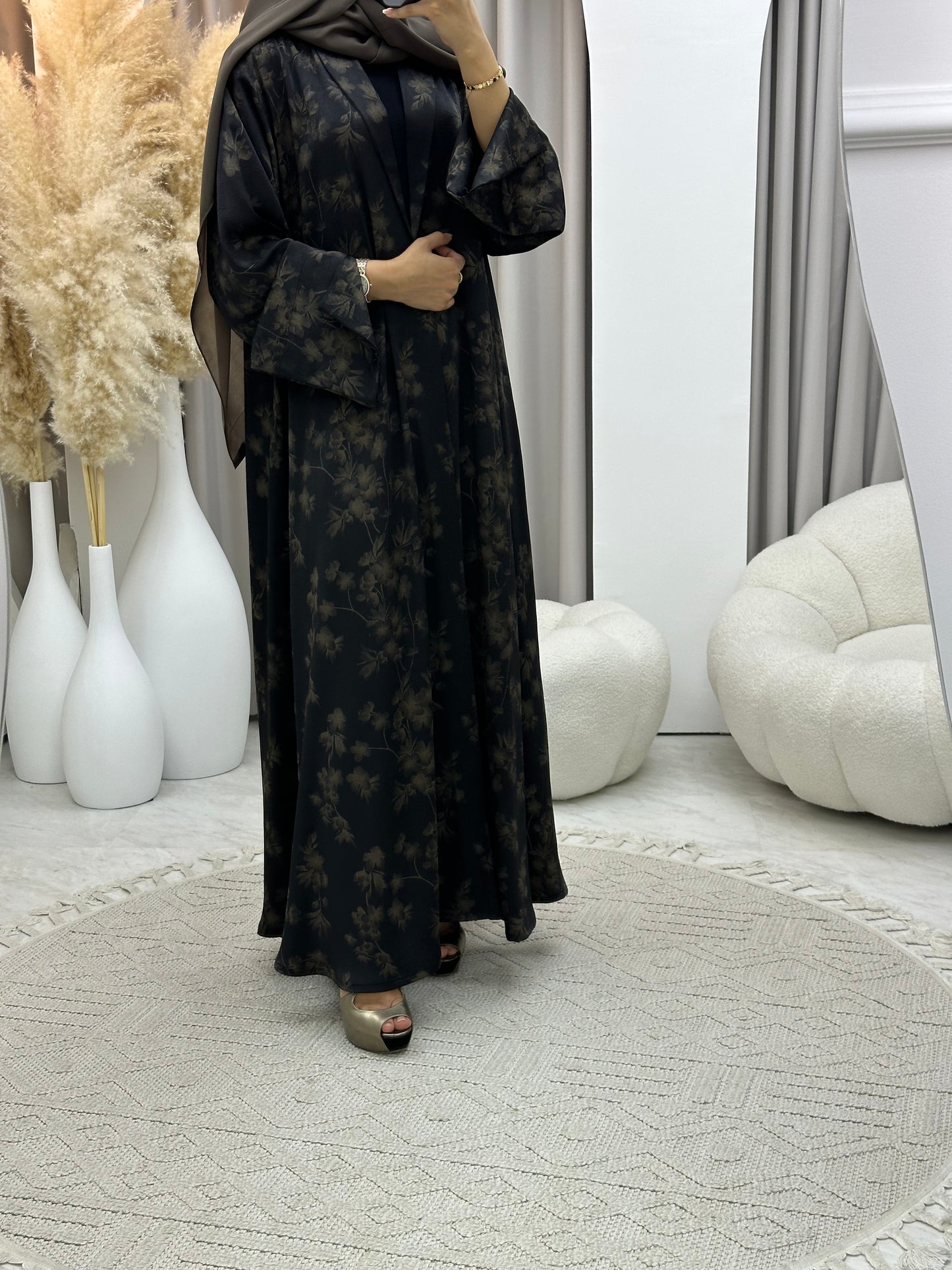 C 0496 Gold Metallic Printed Abaya