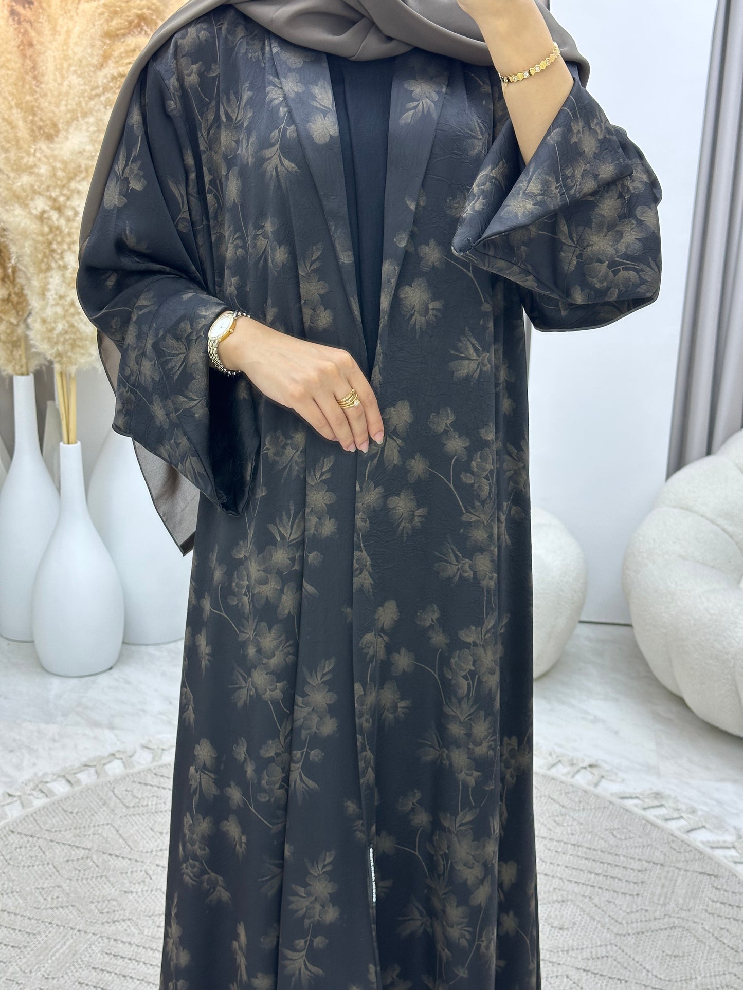 C 0496 Gold Metallic Printed Abaya