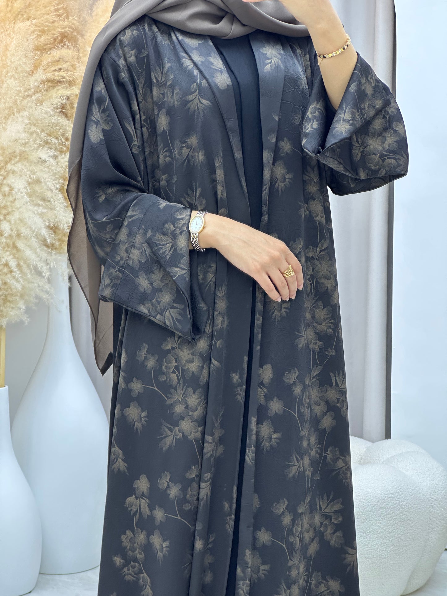 C 0496 Gold Metallic Printed Abaya