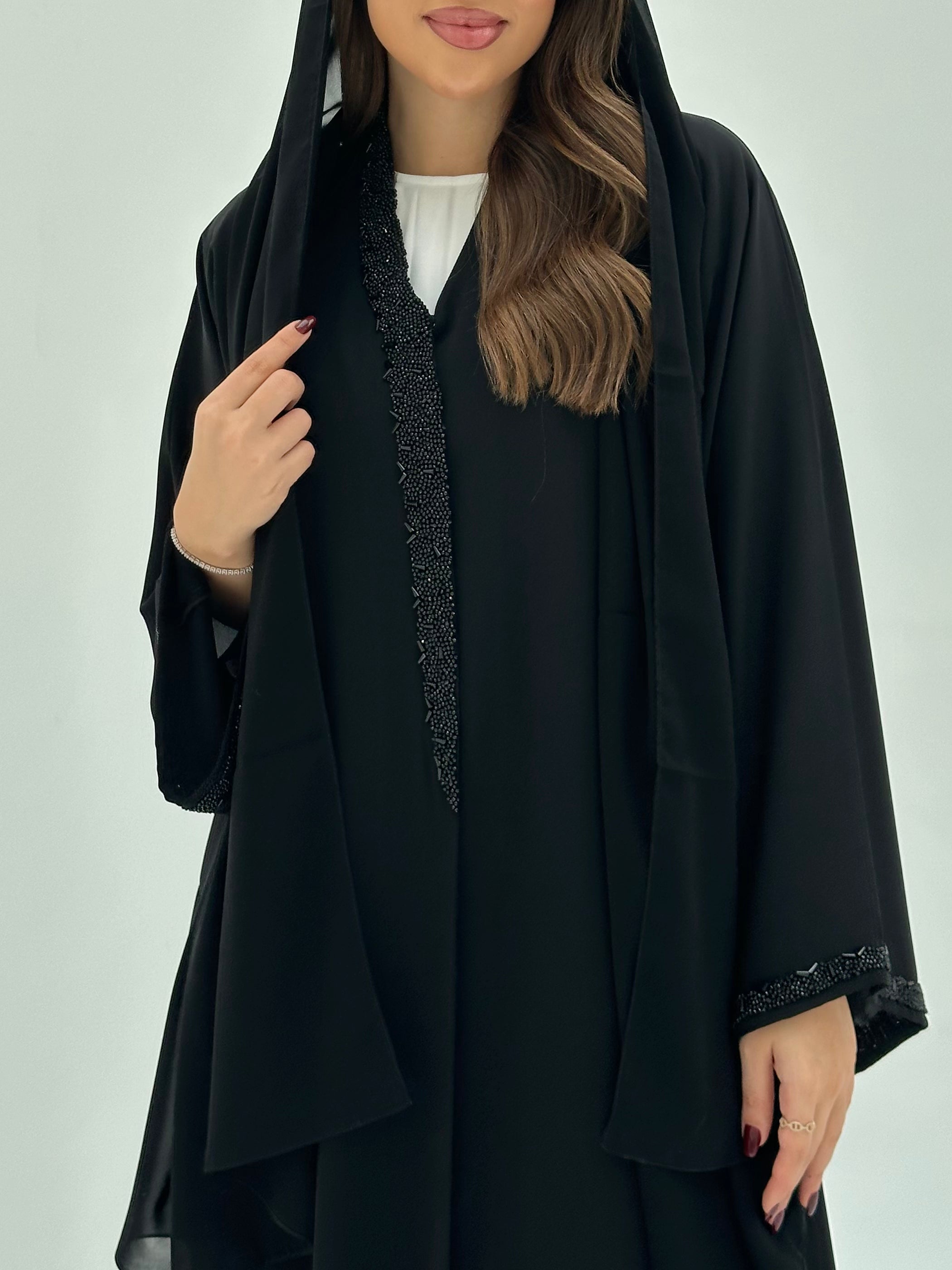 C 1673 Black Beaded Abaya