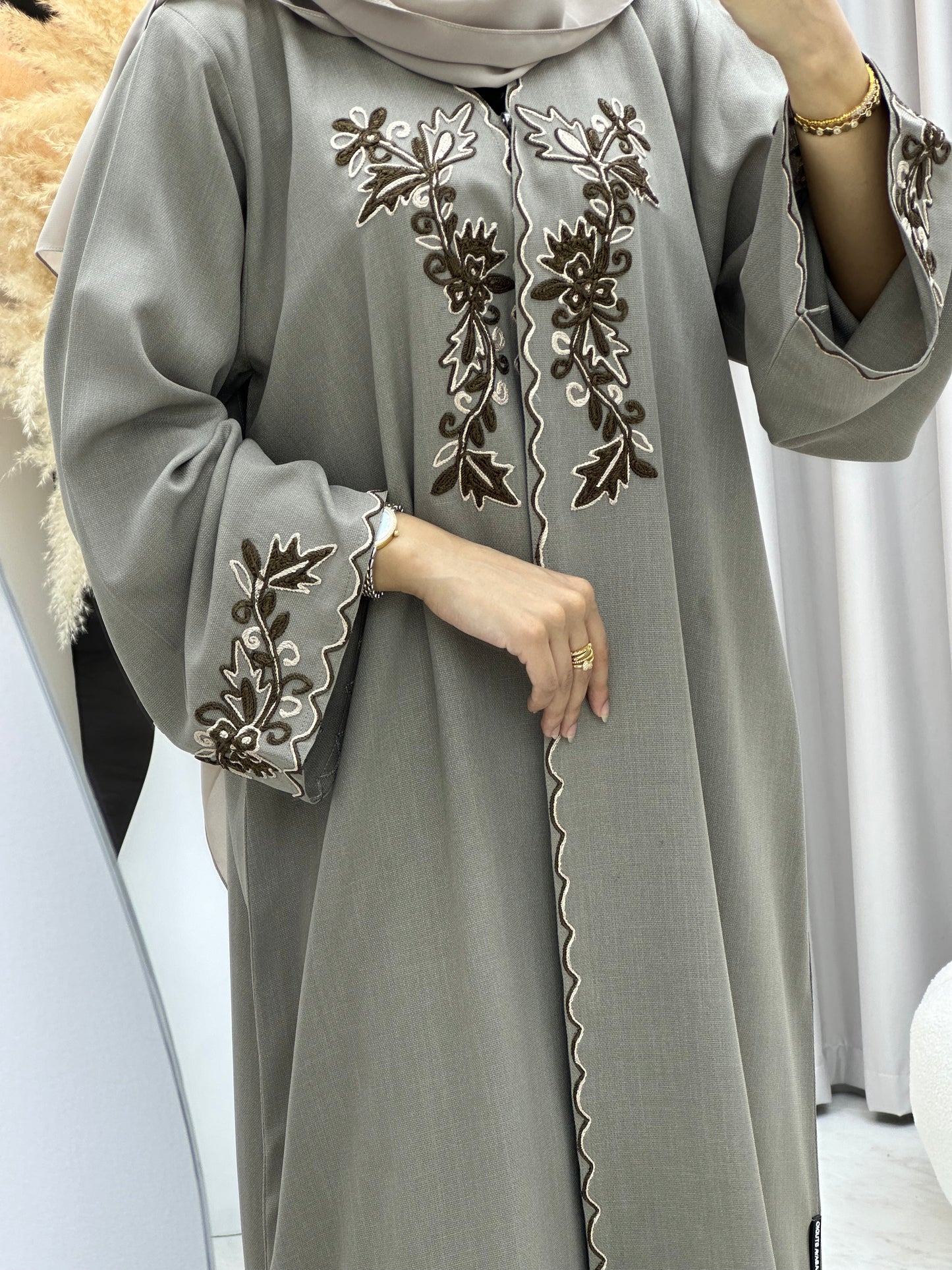 C 0282 Tan Embroidery Abaya