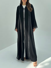C 1674 Black Crystal Lace Abaya