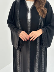 C 1674 Black Crystal Lace Abaya