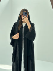 C 1674 Black Crystal Lace Abaya