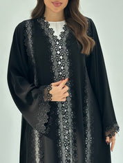 C 1690 Black Crystal Lace Abaya