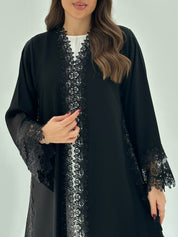 C 1675 Black Crystal Lace Abaya