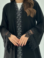 C 1675 Black Crystal Lace Abaya