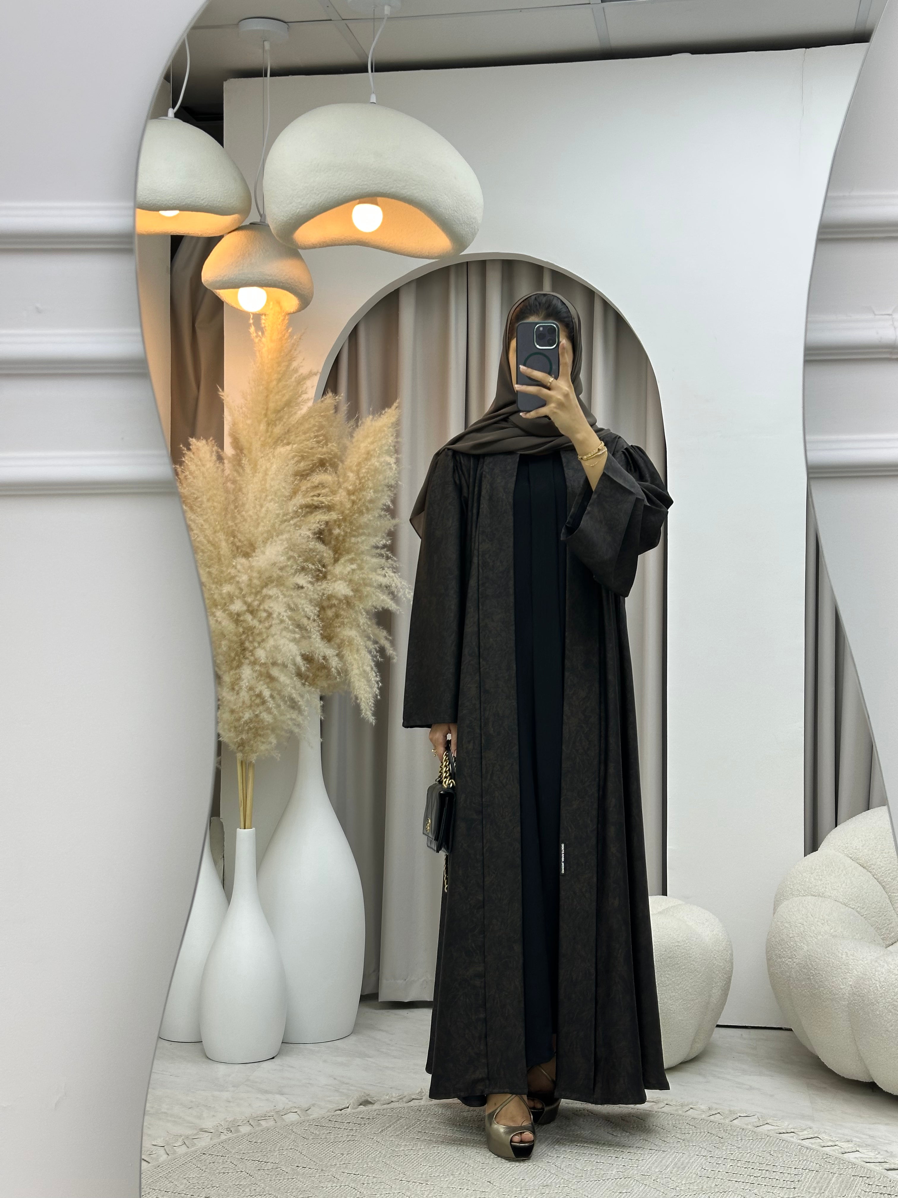 C RTW-U 0497 Gold Metallic Printed Abaya