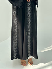 C 1675 Black Crystal Lace Abaya