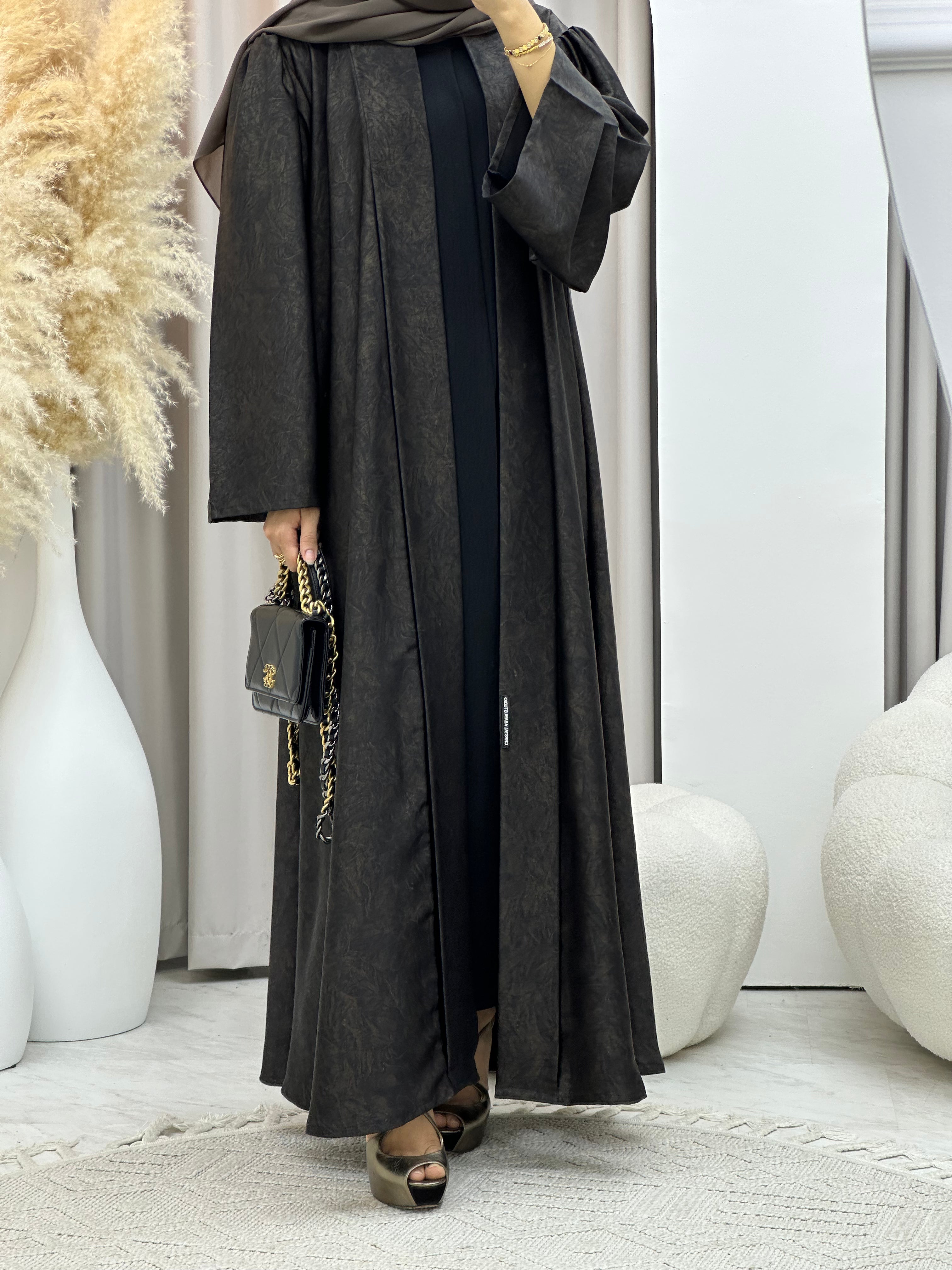 C RTW-U 0497 Gold Metallic Printed Abaya
