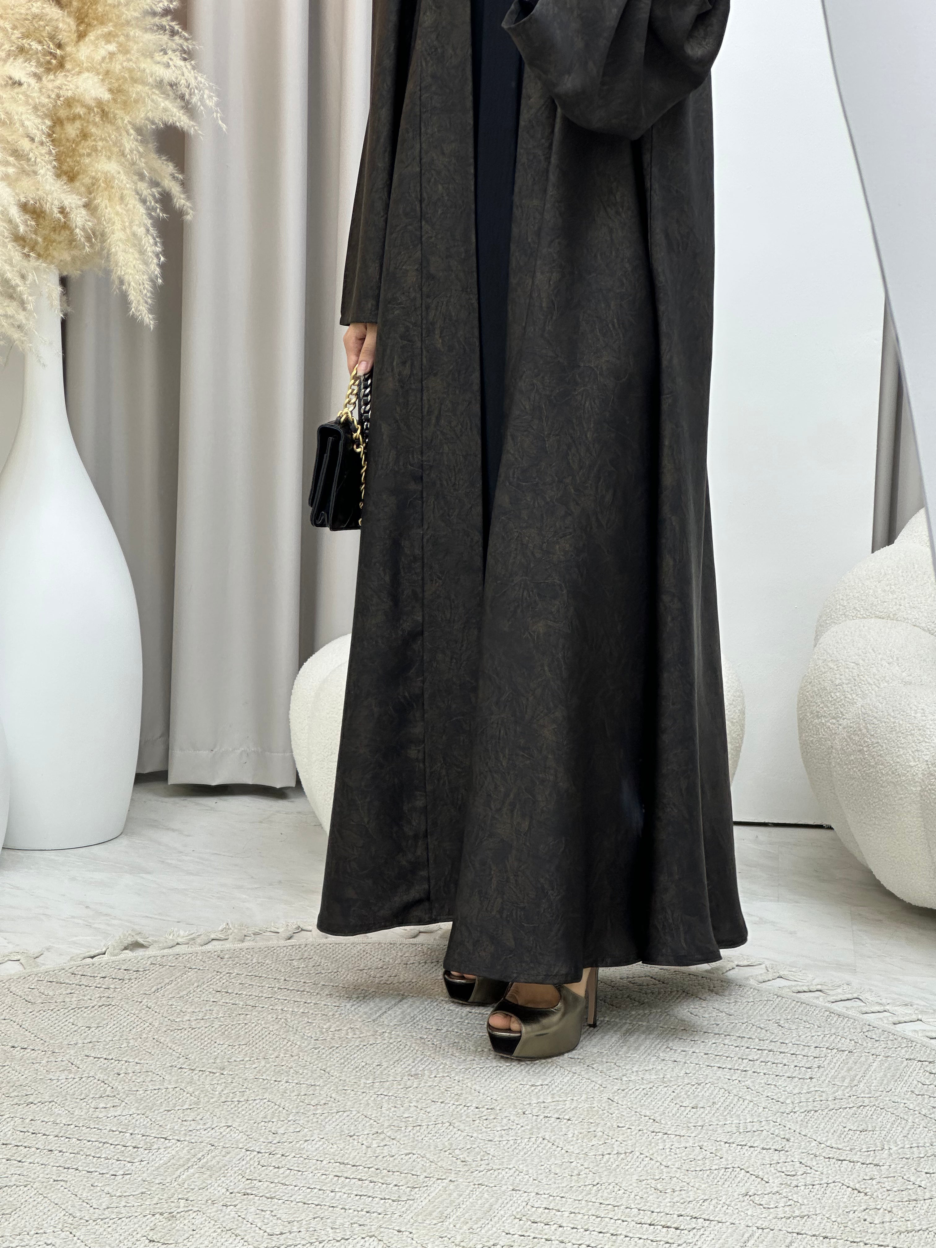 C RTW-U 0497 Gold Metallic Printed Abaya