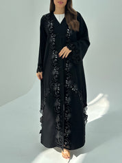 C 1676 Black Floral Lace Abaya