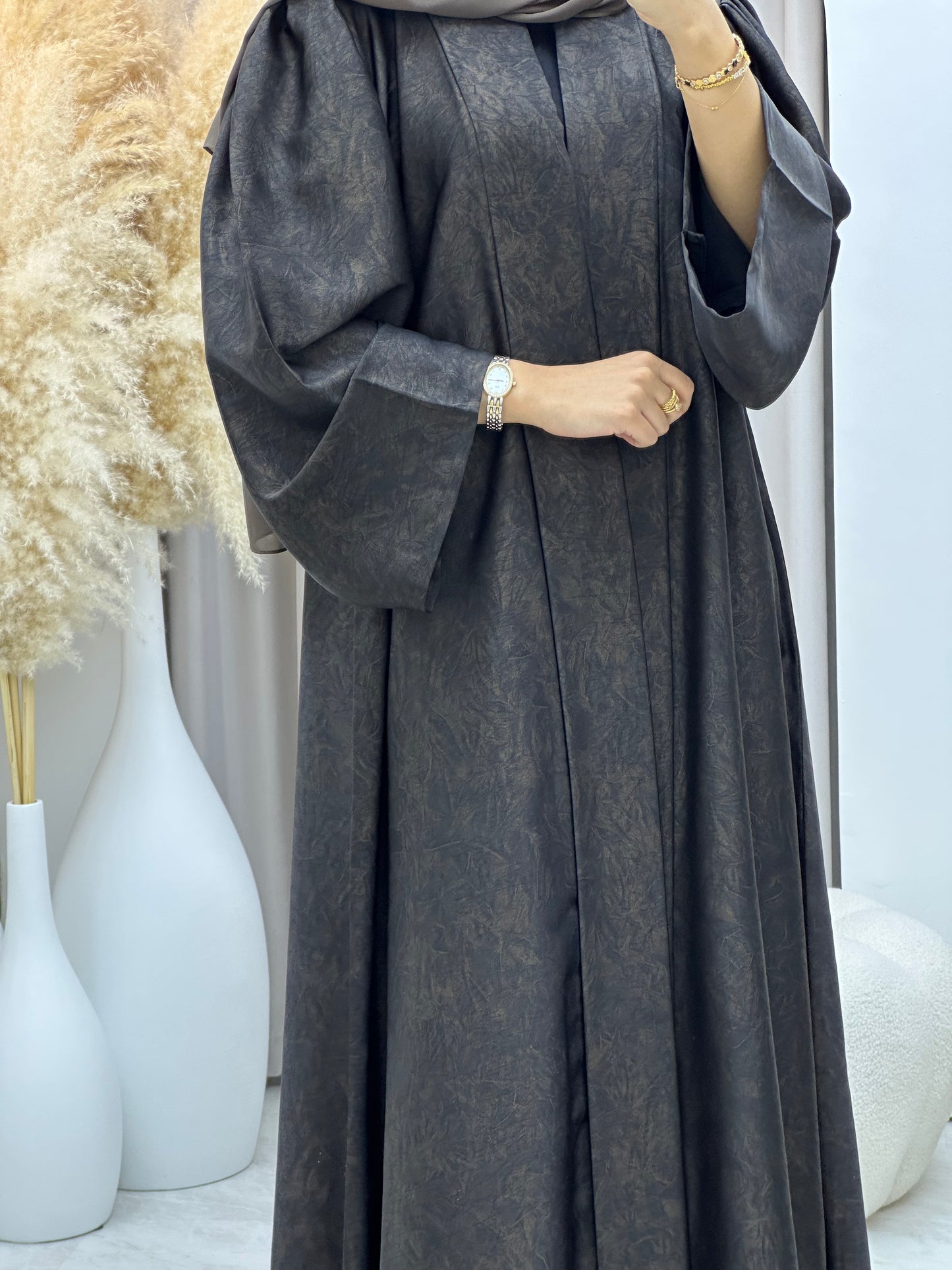 C 0497 Gold Metallic Printed Abaya