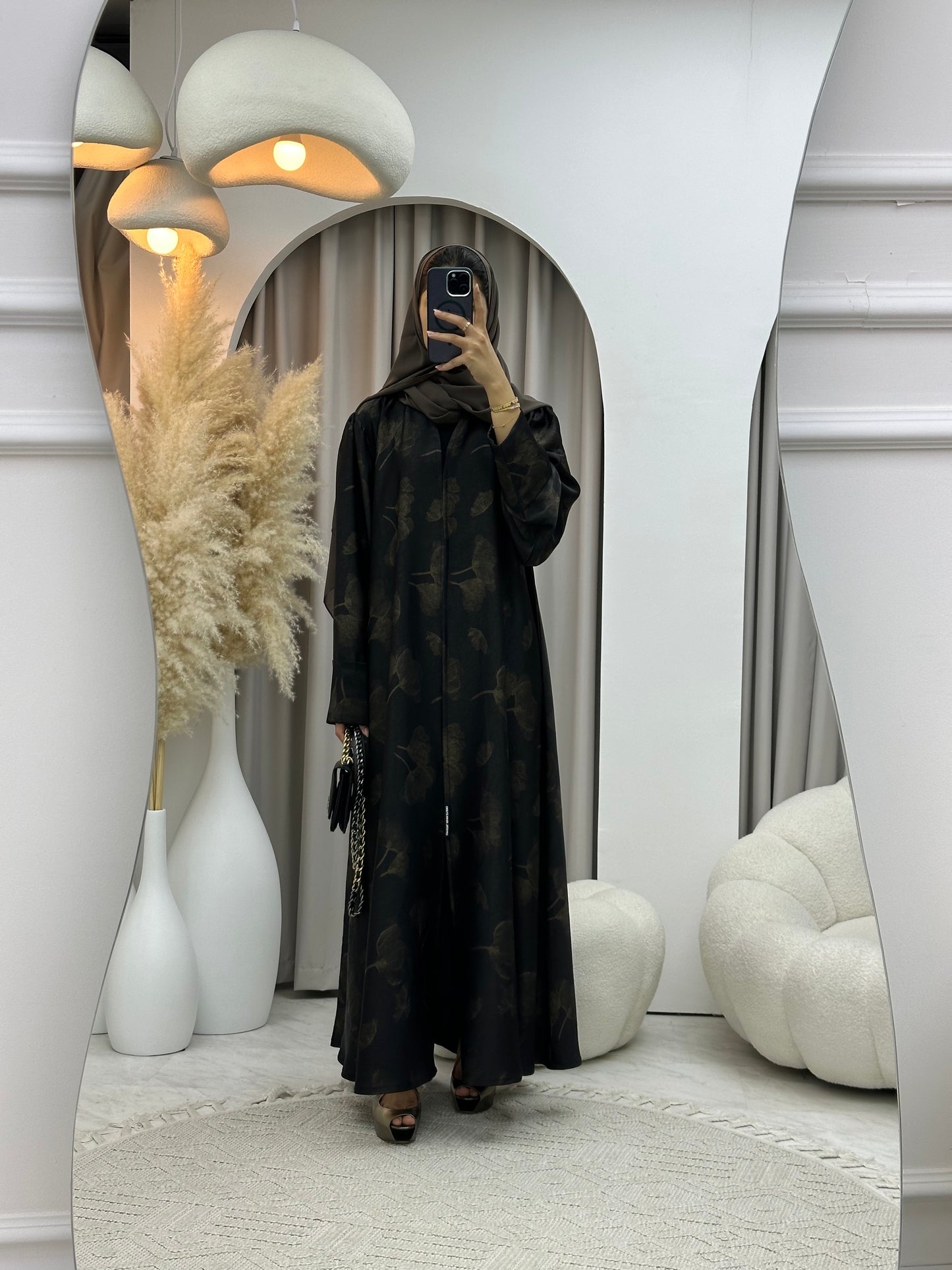 C 0498 Gold Metallic Printed Abaya