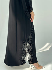 C 1676 Black Floral Lace Abaya