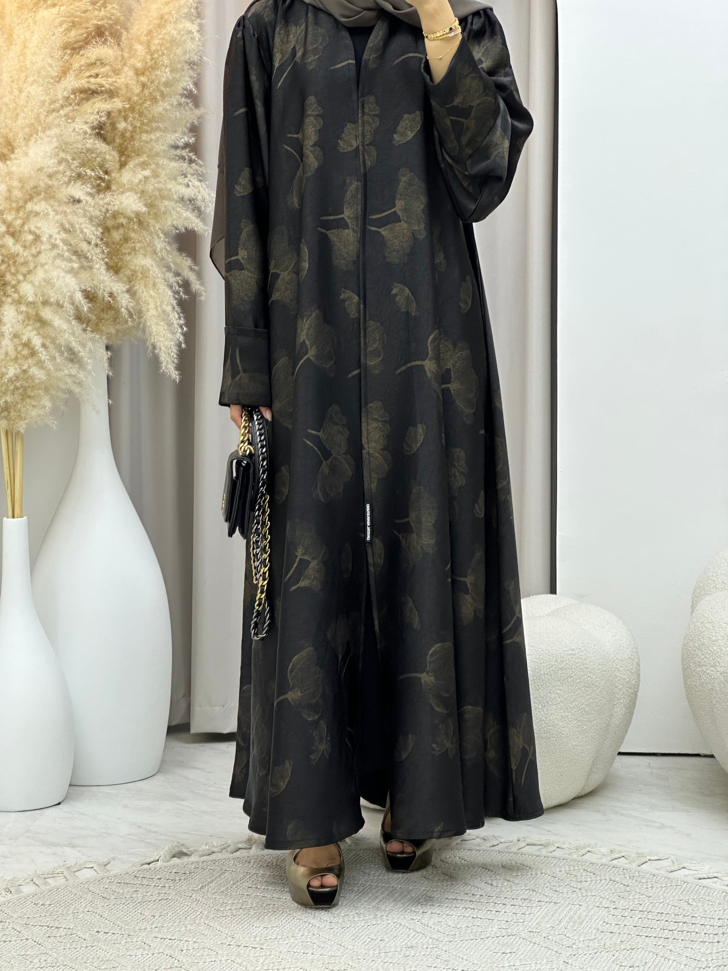 C 0498 Gold Metallic Printed Abaya