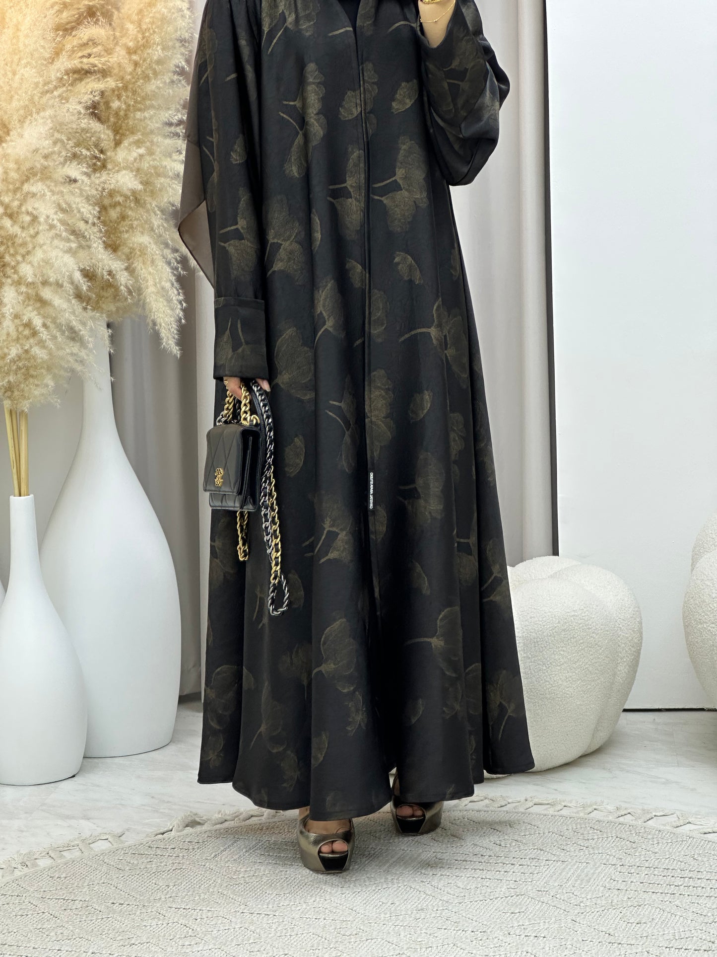 C 0498 Gold Metallic Printed Abaya