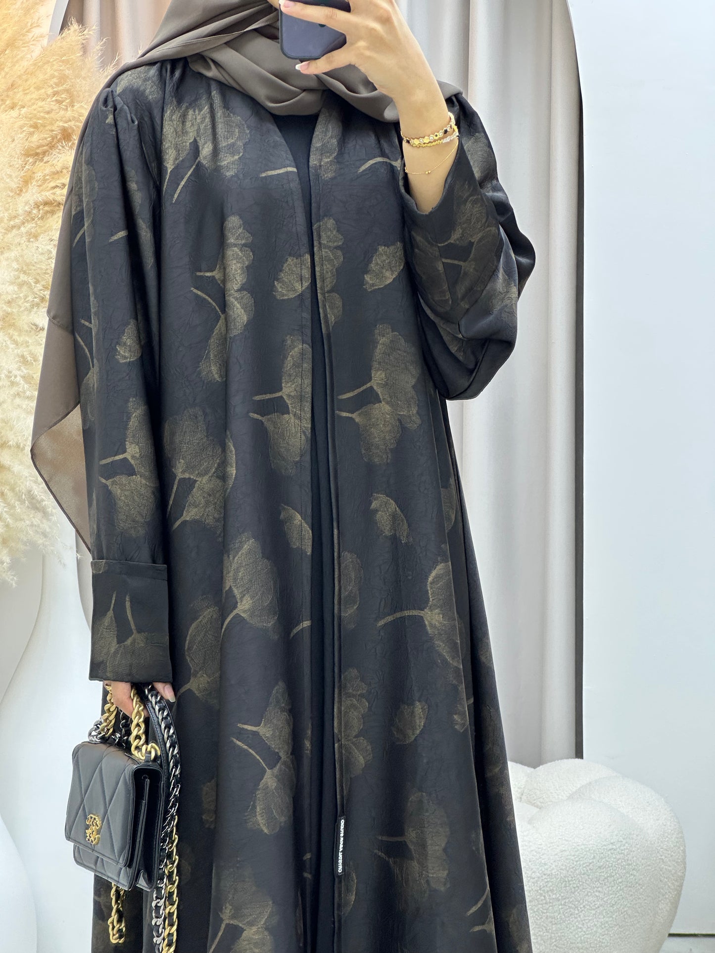 C 0498 Gold Metallic Printed Abaya