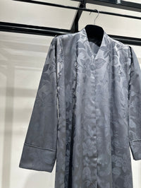 C 1258-06 Dark Grey Blossom Printed Abaya - XS / 49