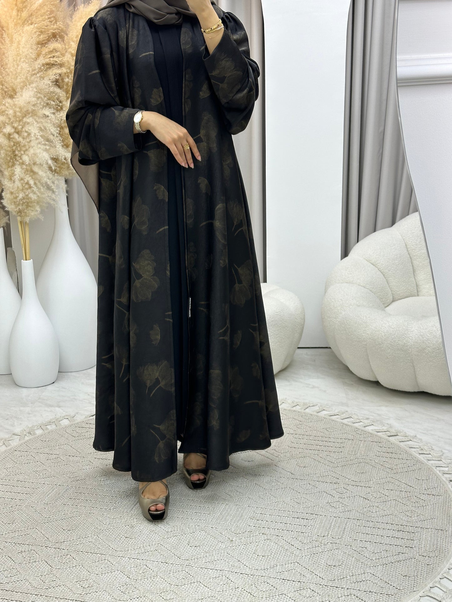 C 0498 Gold Metallic Printed Abaya