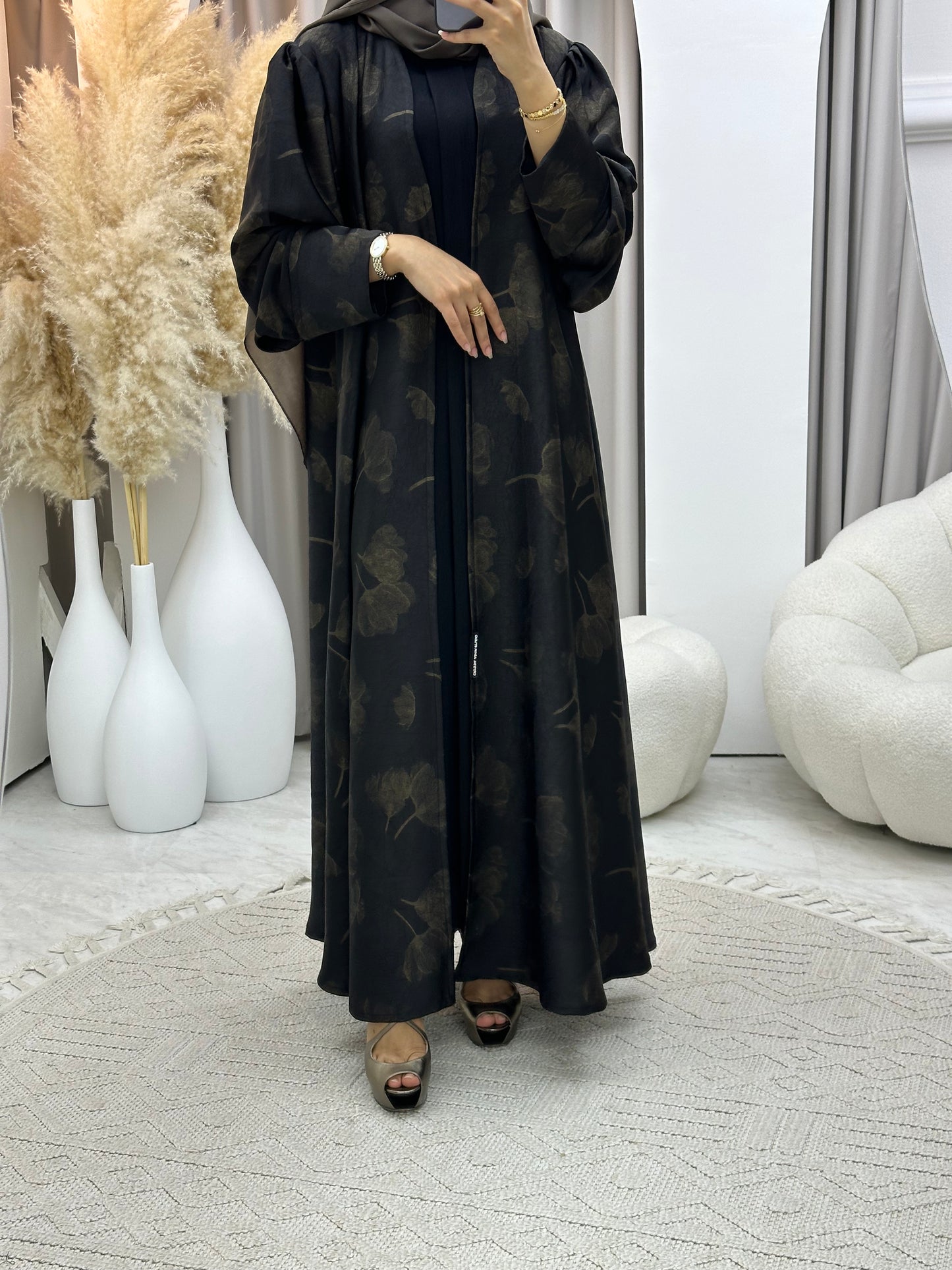 C 0498 Gold Metallic Printed Abaya