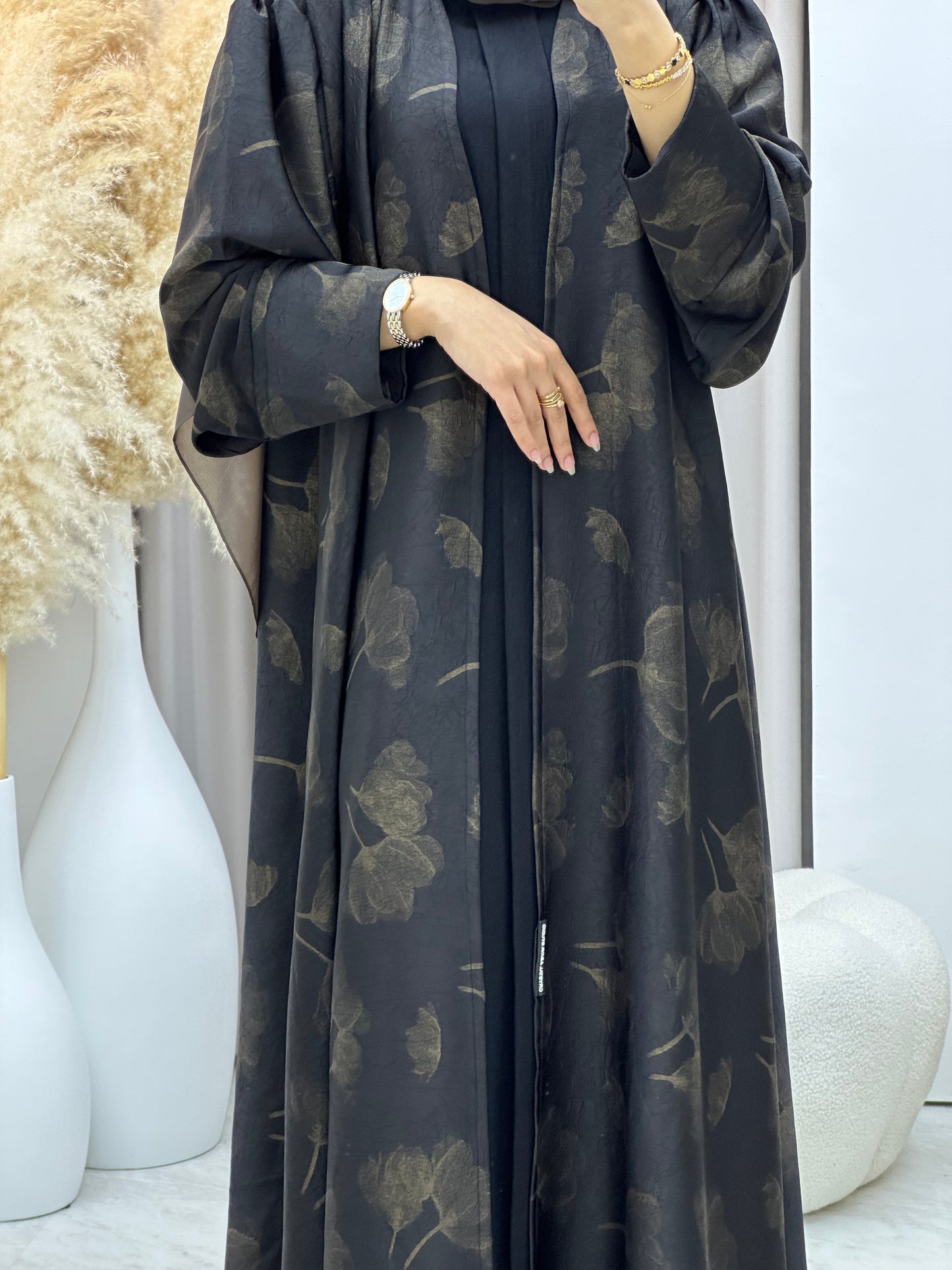 C 0498 Gold Metallic Printed Abaya