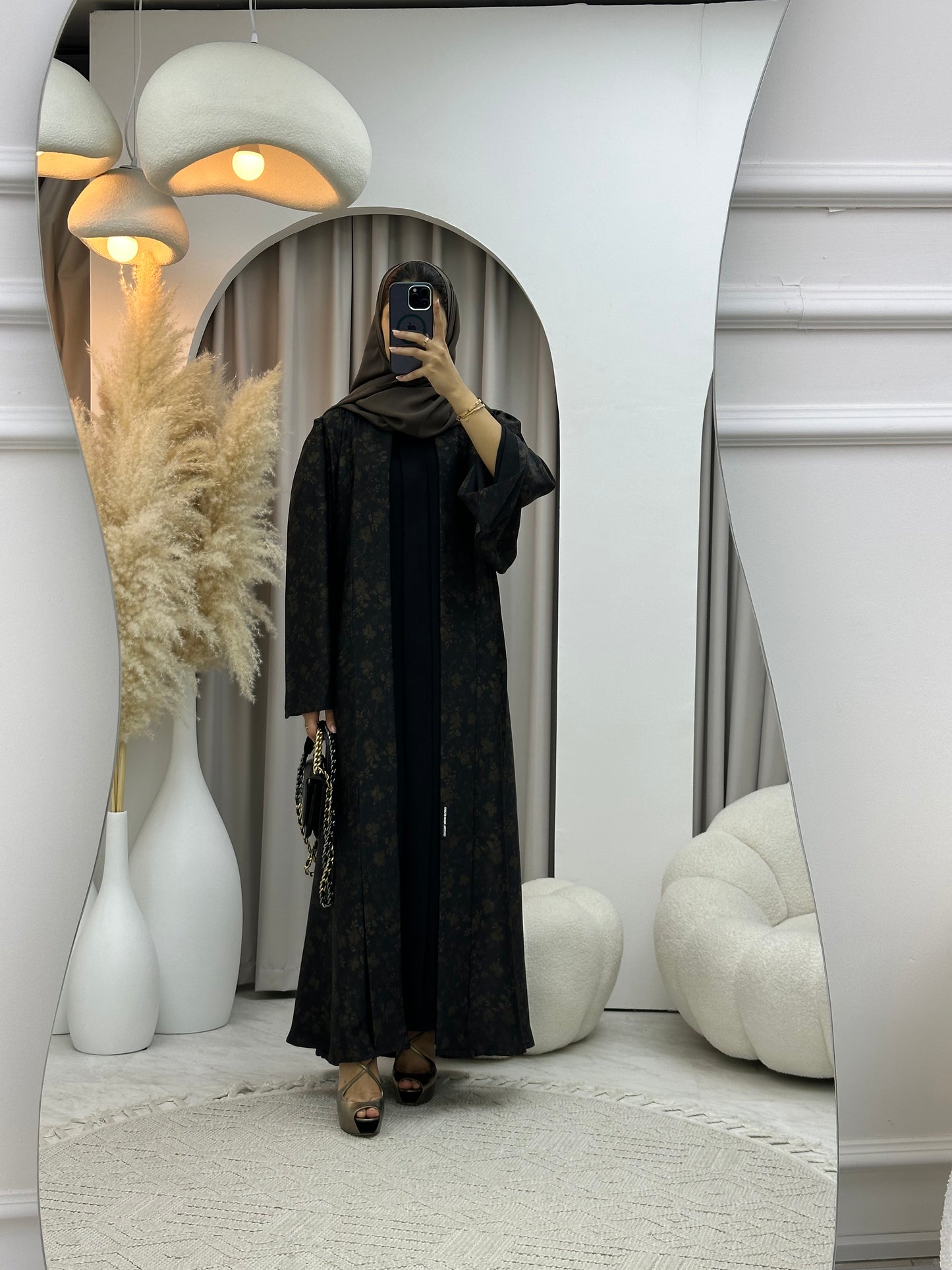 C 0499 Gold Metallic Printed Abaya