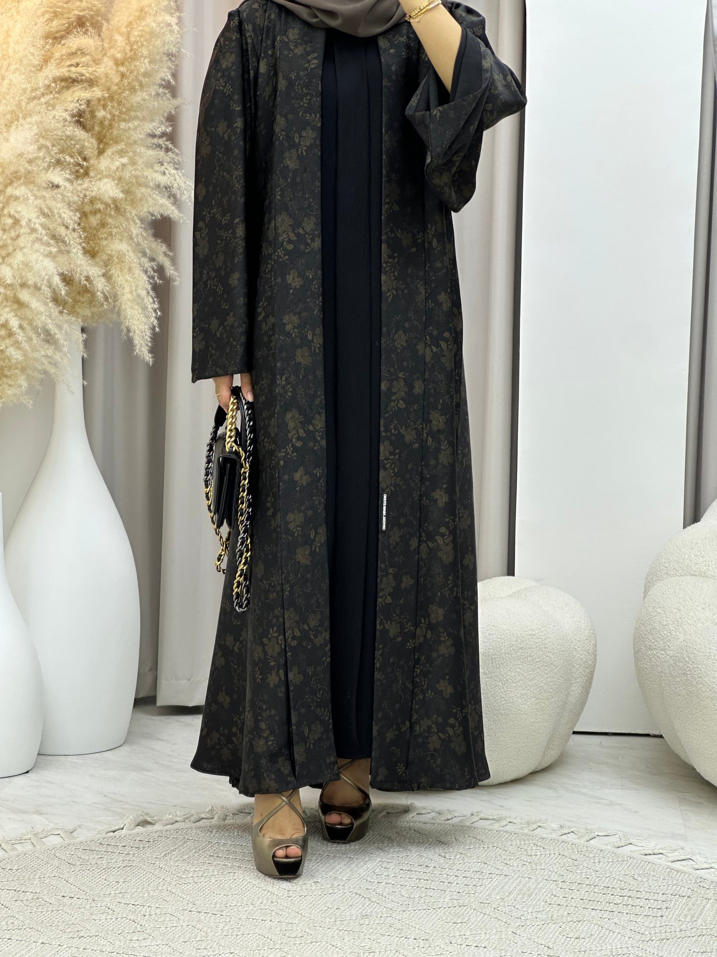 C 0499 Gold Metallic Printed Abaya