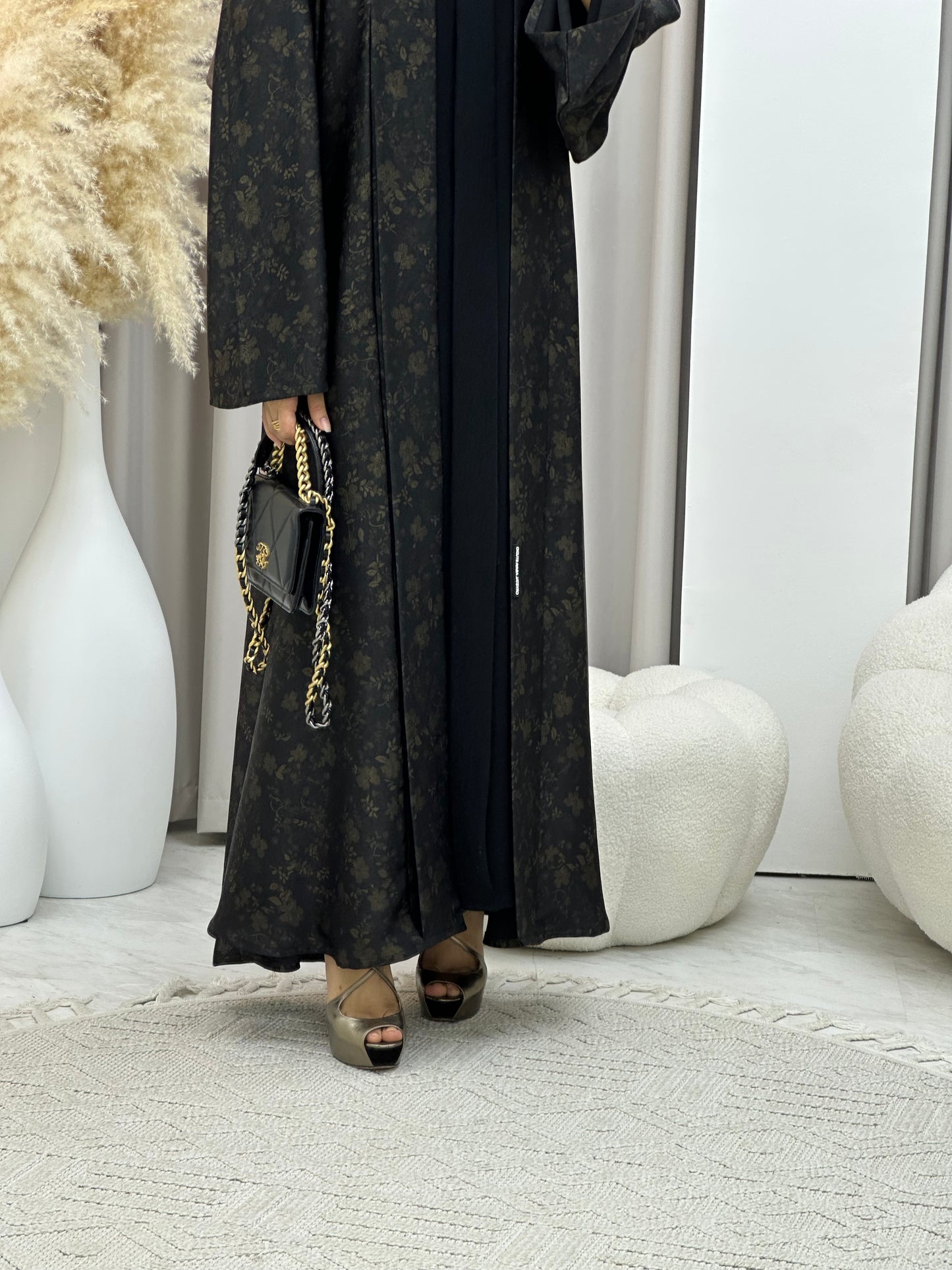 C 0499 Gold Metallic Printed Abaya