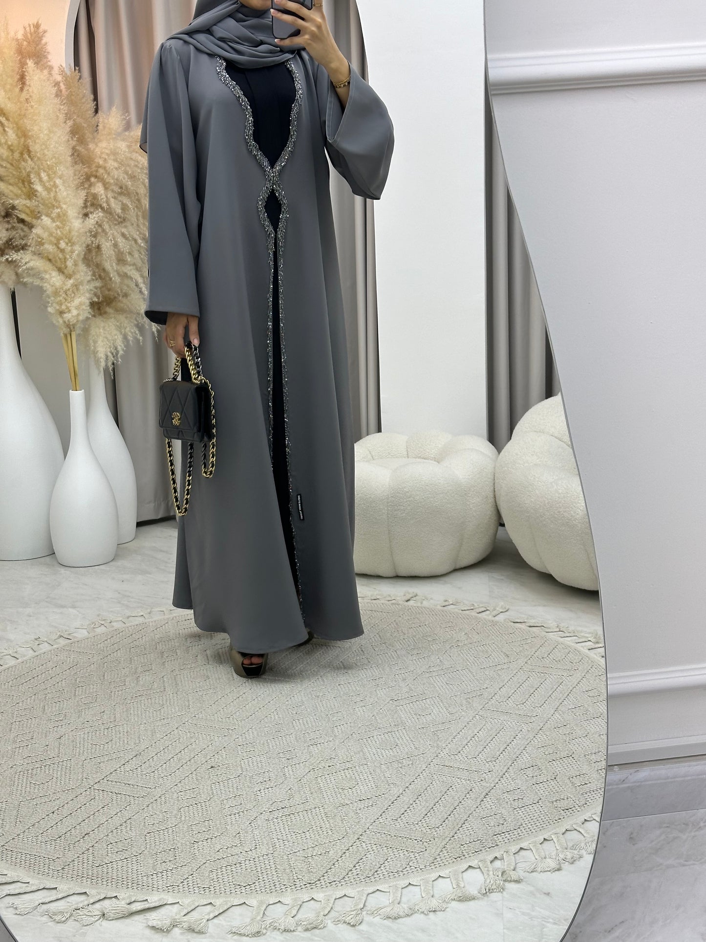 C 0278 Grey Beaded Abaya