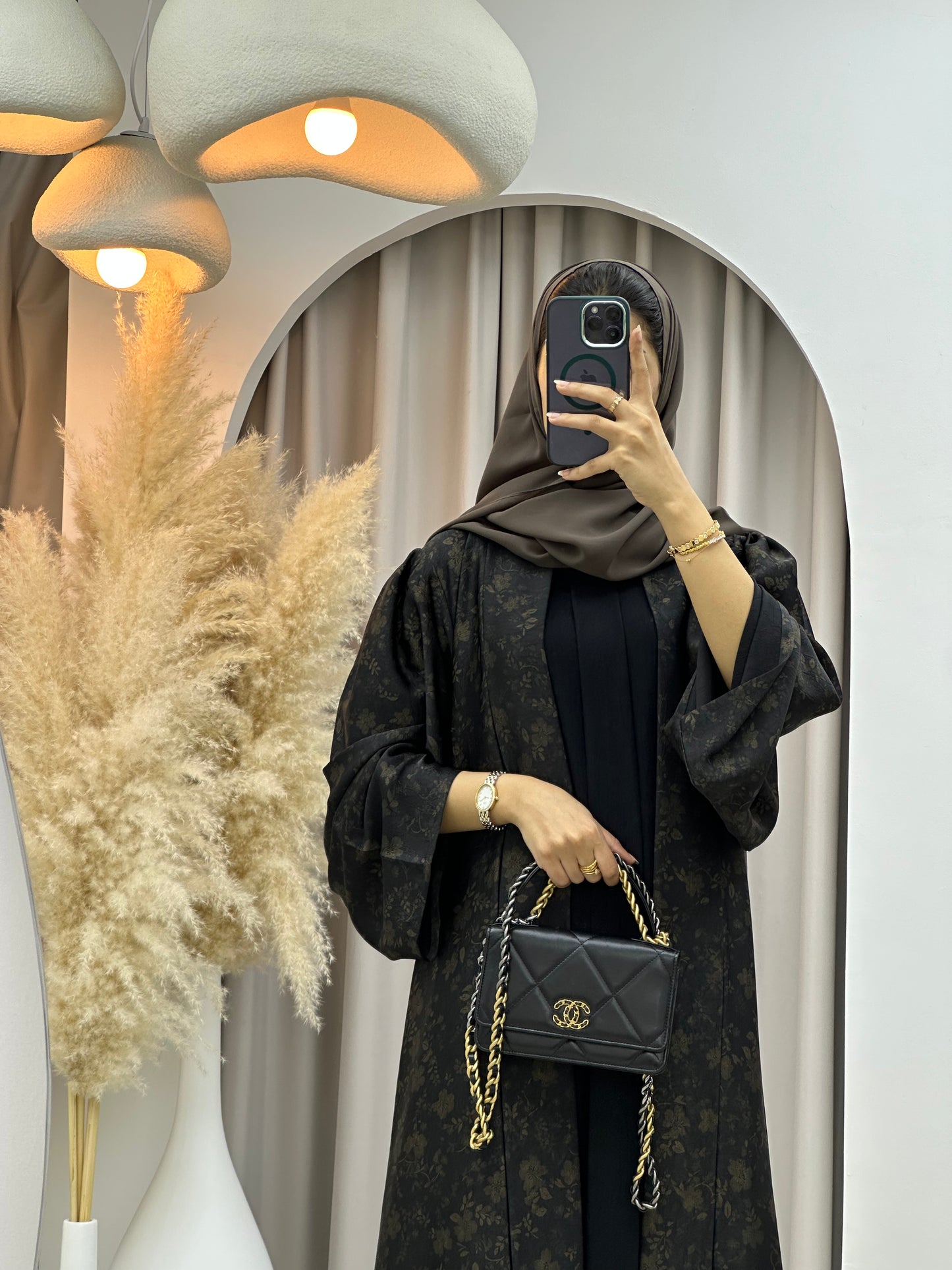 C 0499 Gold Metallic Printed Abaya