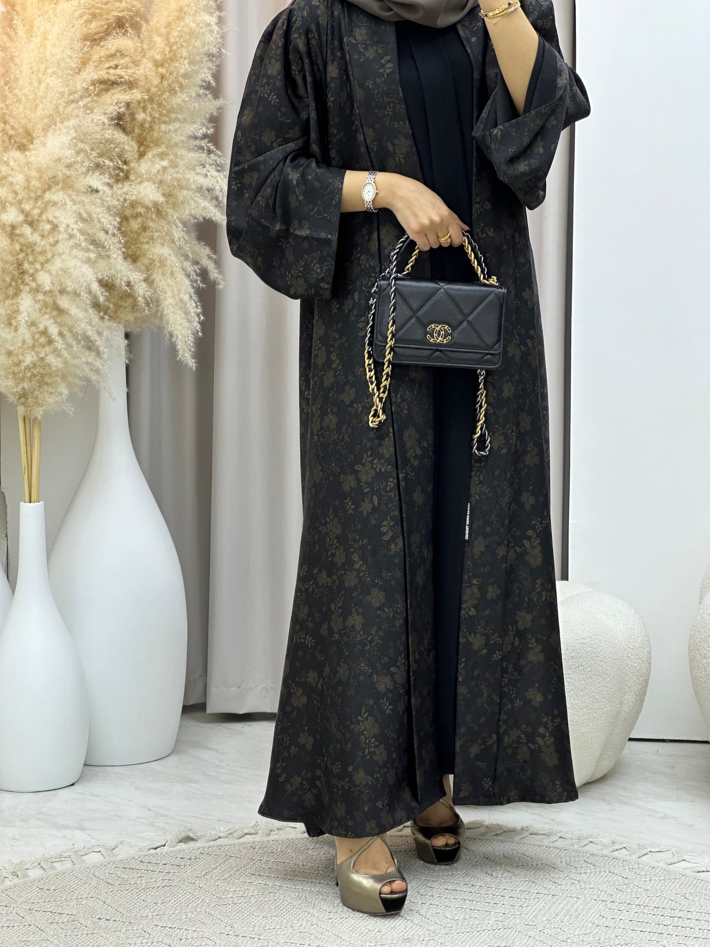 C 0499 Gold Metallic Printed Abaya