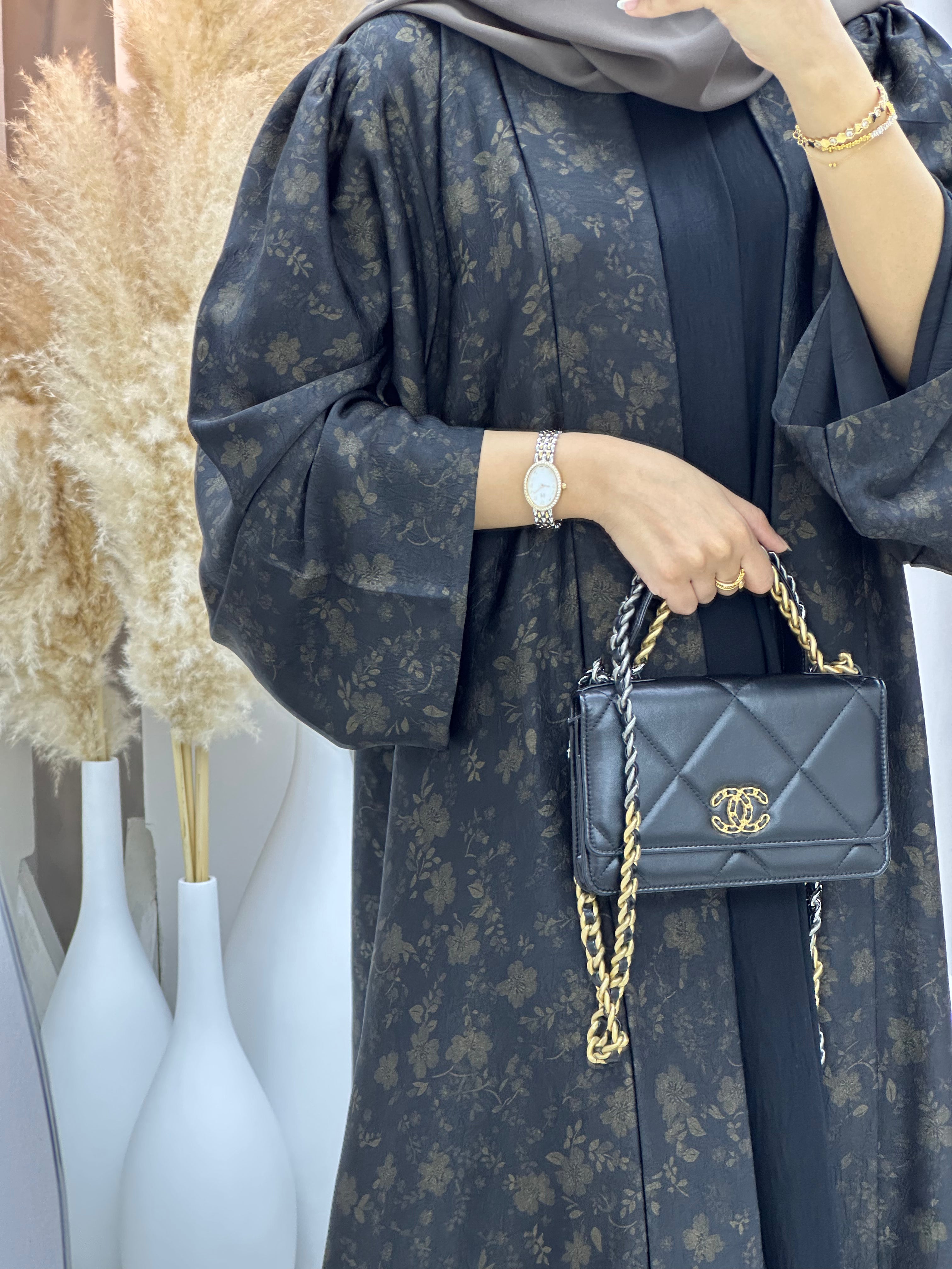 C RTW-U 0499 Gold Metallic Printed Abaya