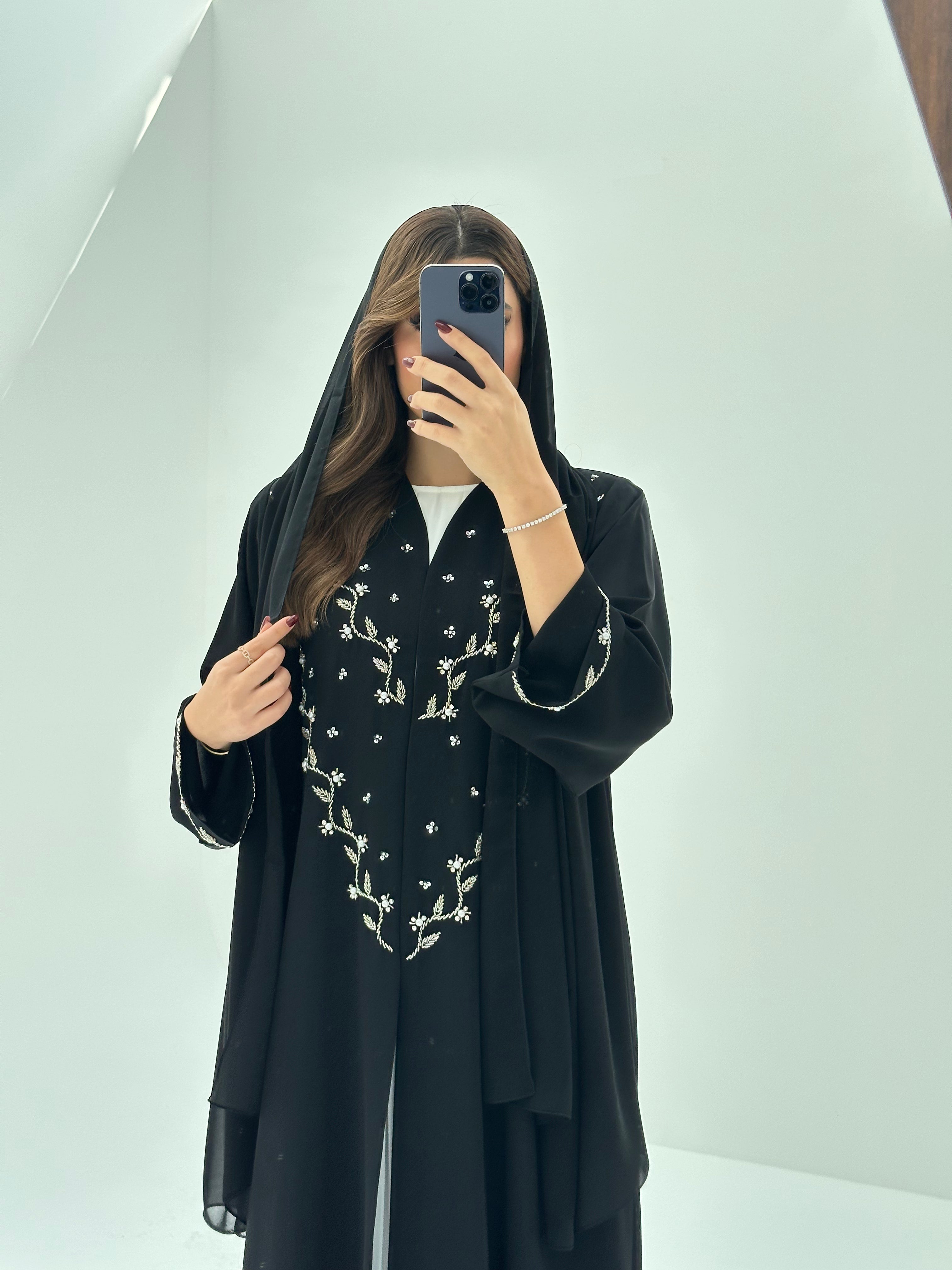 C 1677 Black Beaded Abaya