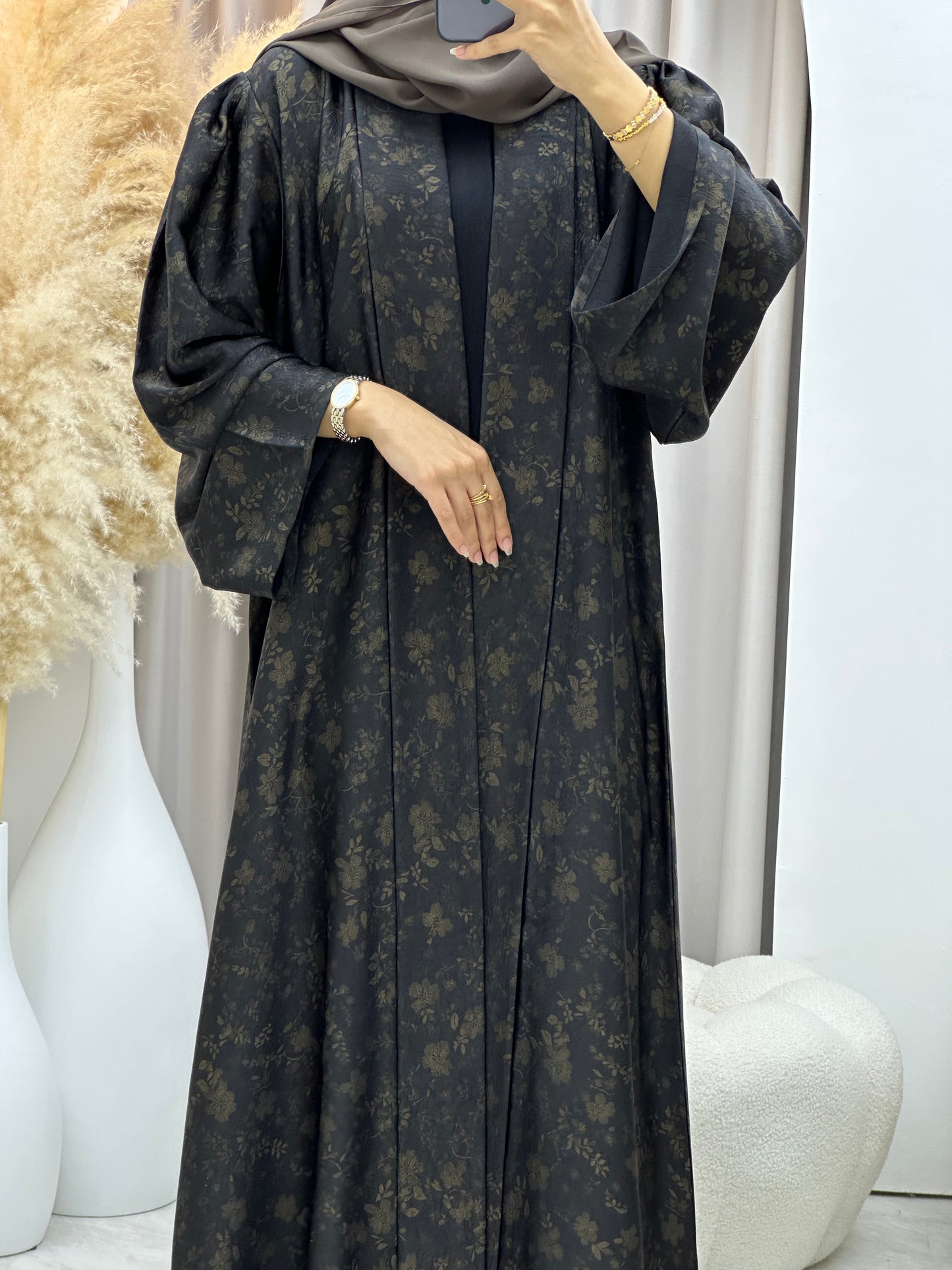 C 0499 Gold Metallic Printed Abaya