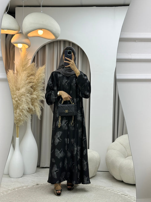 C 0494 Silver Metallic Printed Abaya