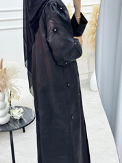 C 1136 Black Organza Abaya