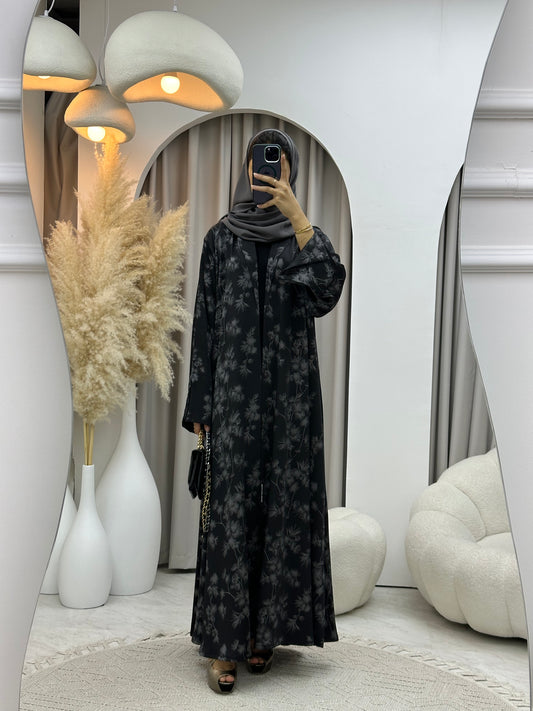 C 0495 Silver Metallic Printed Abaya