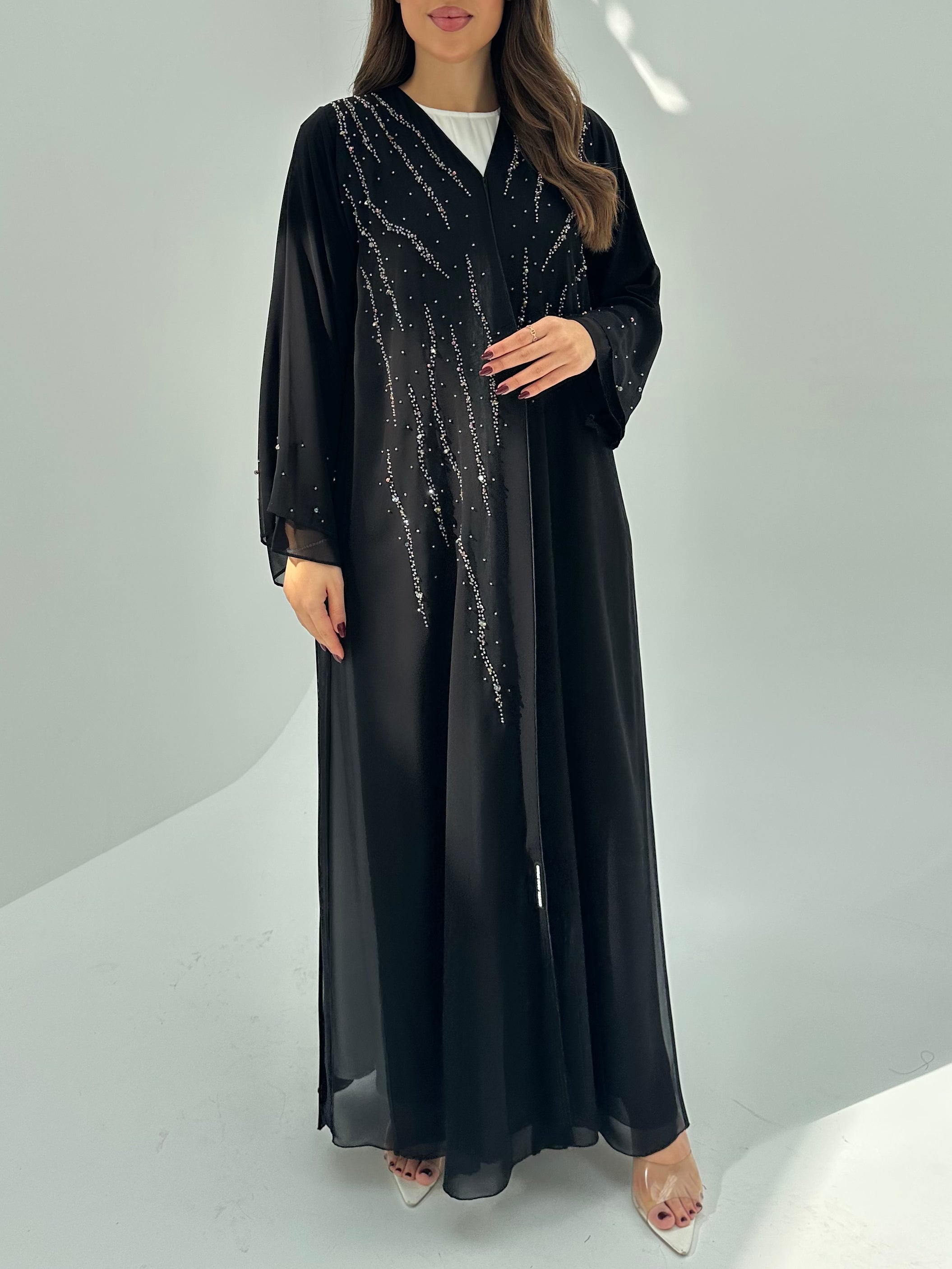 C 1679 Black Beaded Abaya
