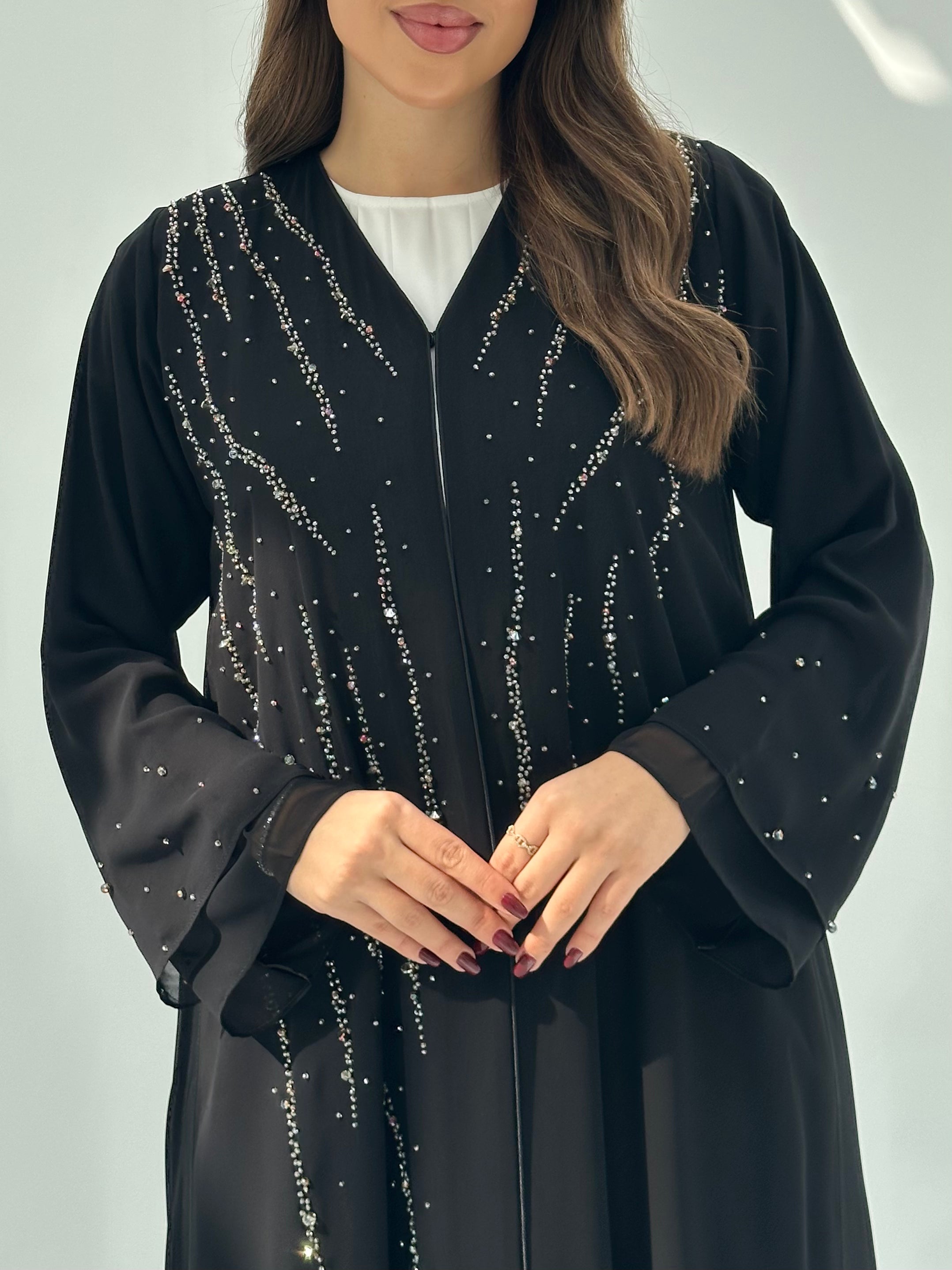 C 1679 Black Beaded Abaya