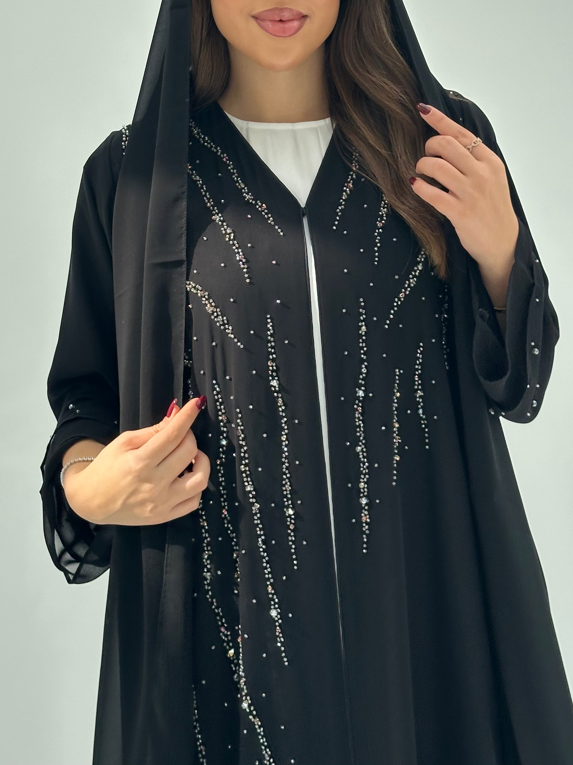 C 1679 Black Beaded Abaya