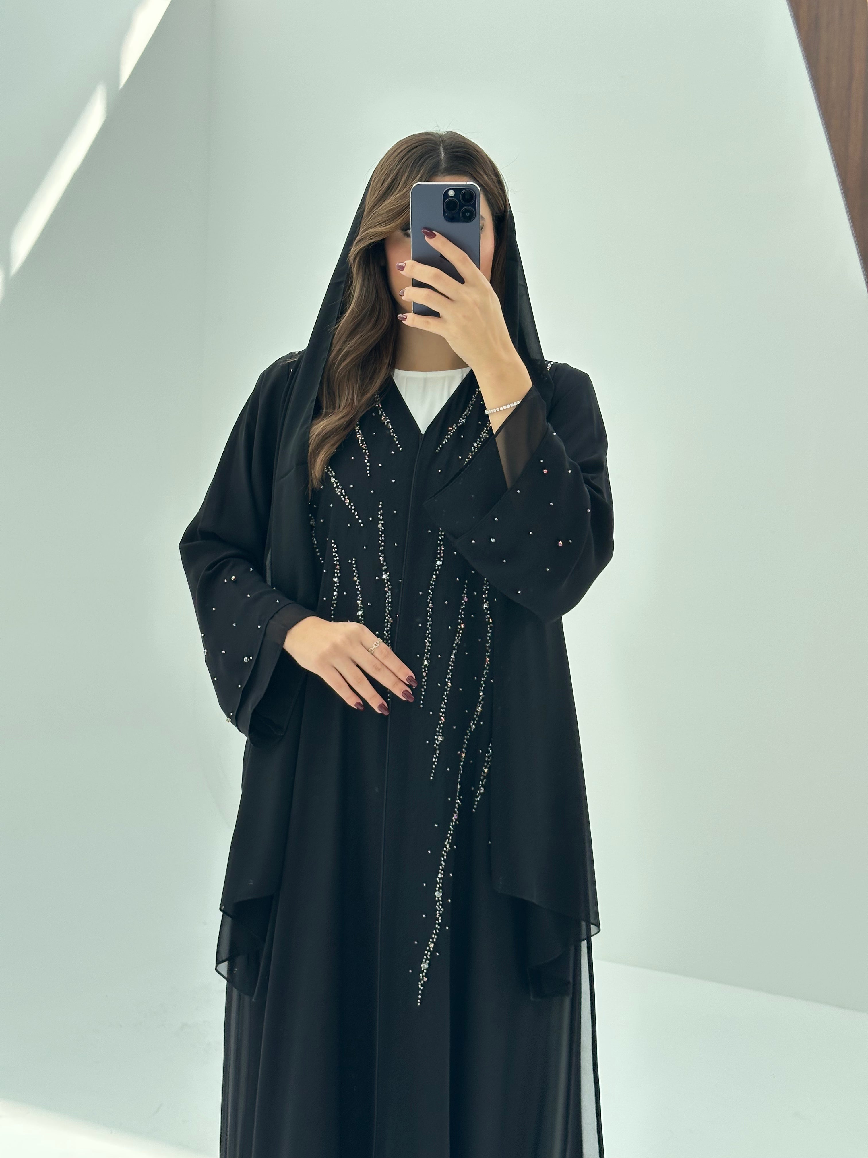 C 1679 Black Beaded Abaya