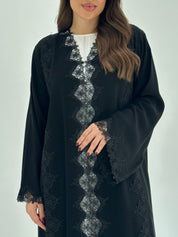 C 1681 Black Crystal Lace Abaya