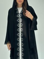 C 1681 Black Crystal Lace Abaya