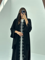 C 1681 Black Crystal Lace Abaya
