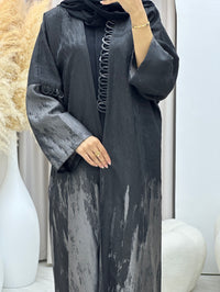 عباية جاكار سوداء فضية C RTW 0536 - L / 57