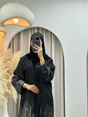 C RTW-U 0536 Black Silver Jacquard Abaya