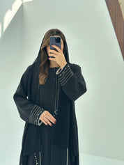 C 1682 Black Embroidered Beaded Abaya